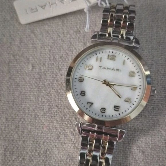 NWOB- TAHARI Unisex 2 Tone (Gold/Silver) Wrist Watch, Fits 7" Wrist - Picture 1 of 10